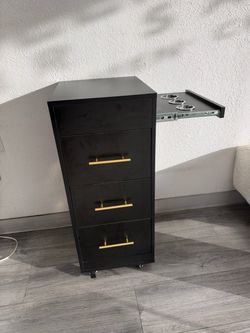 Black Salon Trolley Cart with Drawers