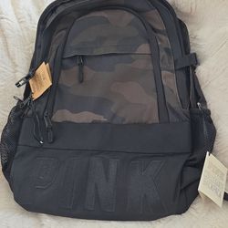 Pink camouflage collegiate backpack