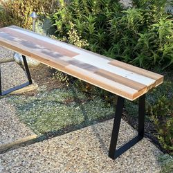 Wood Bench With Metal Legs