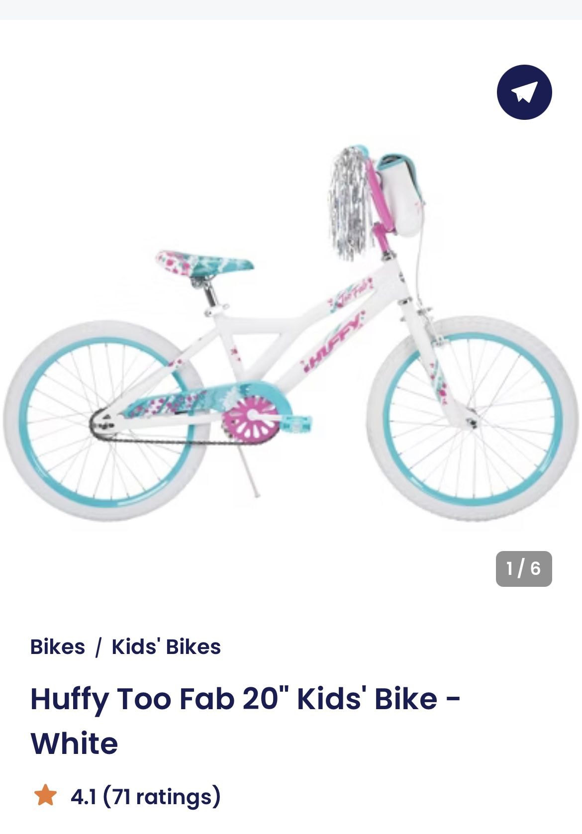 Huffy Too Fab 20" Kids' Bike - White Ao maalon