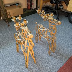 Set of Two Metal Reindeer Candle Holders