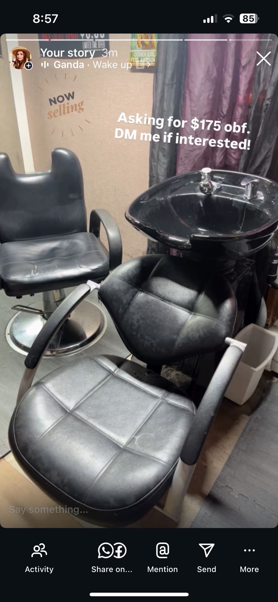 Hairstylist/Barber Salon Chair & Sink