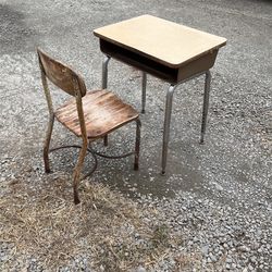 Old Style School Desk And Chair