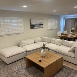 Crate & Barrel Sectional Couch With Ottoman