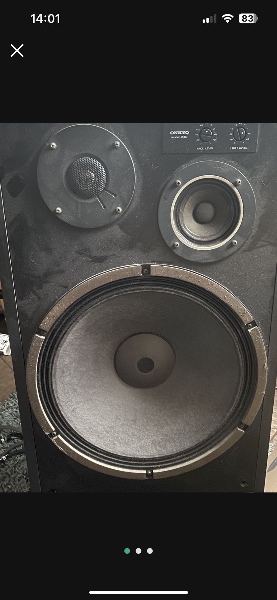 Pair of Onkyo Model 240 Speakers 15” Woofer 3 Way