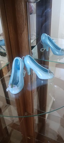 Vintage Porcelain Blue High Heels On A String