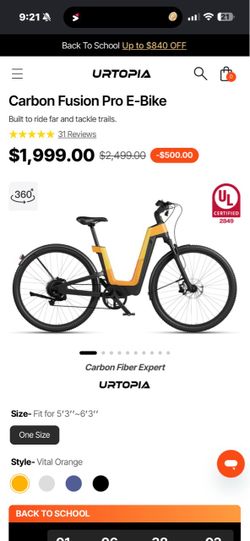 Bicicleta de carbón eléctrica URTOPIA