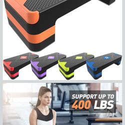 Aerobic Exercise Step, Adjustable Aerobic Stepper for Exercise, Workout Step Platform for Step Up, 26.5" Step Deck with 4” 6” 8” Adjustable Height Ris