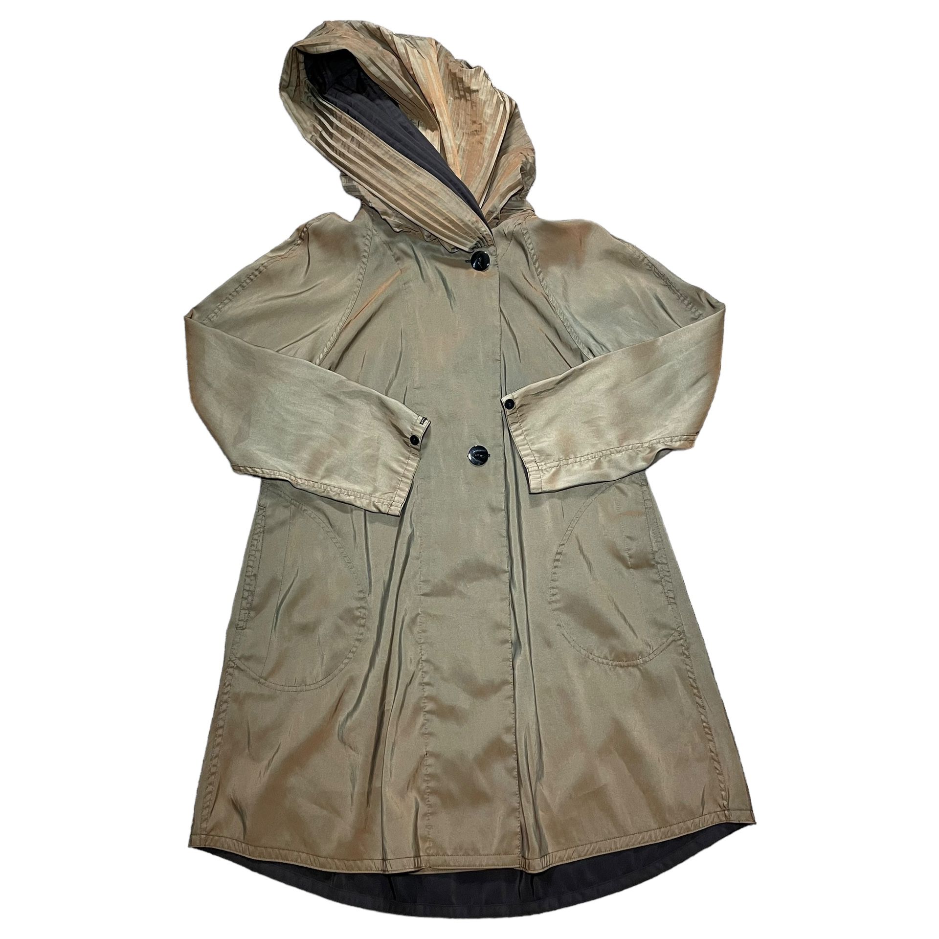 MYCRA PAC NOW Donatella Reversible Rain Jacket Size 0P Petite Olive Green Copper