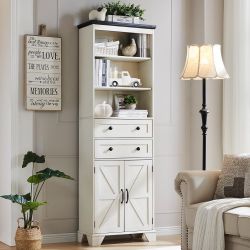 72" Tall Bathroom Storage Cabinet, Farmhouse Storage Cabinet