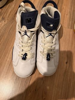 Air Jordan 6 White Navy Blue Sneakers Y7