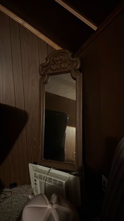 2 Vintage Wood Framed Wall Mirrors