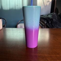 Starbucks 2021 Teal Blue Purple Ombre 24 Oz Stainless Steel Cold Cup Tumbler!!!