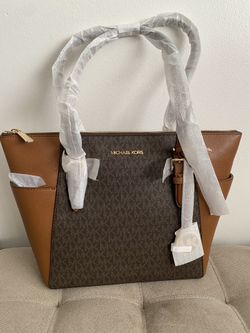 BRAND NEW Micheal Kors Charlotte Large Logo and Leather Top-Zip Tote Bag