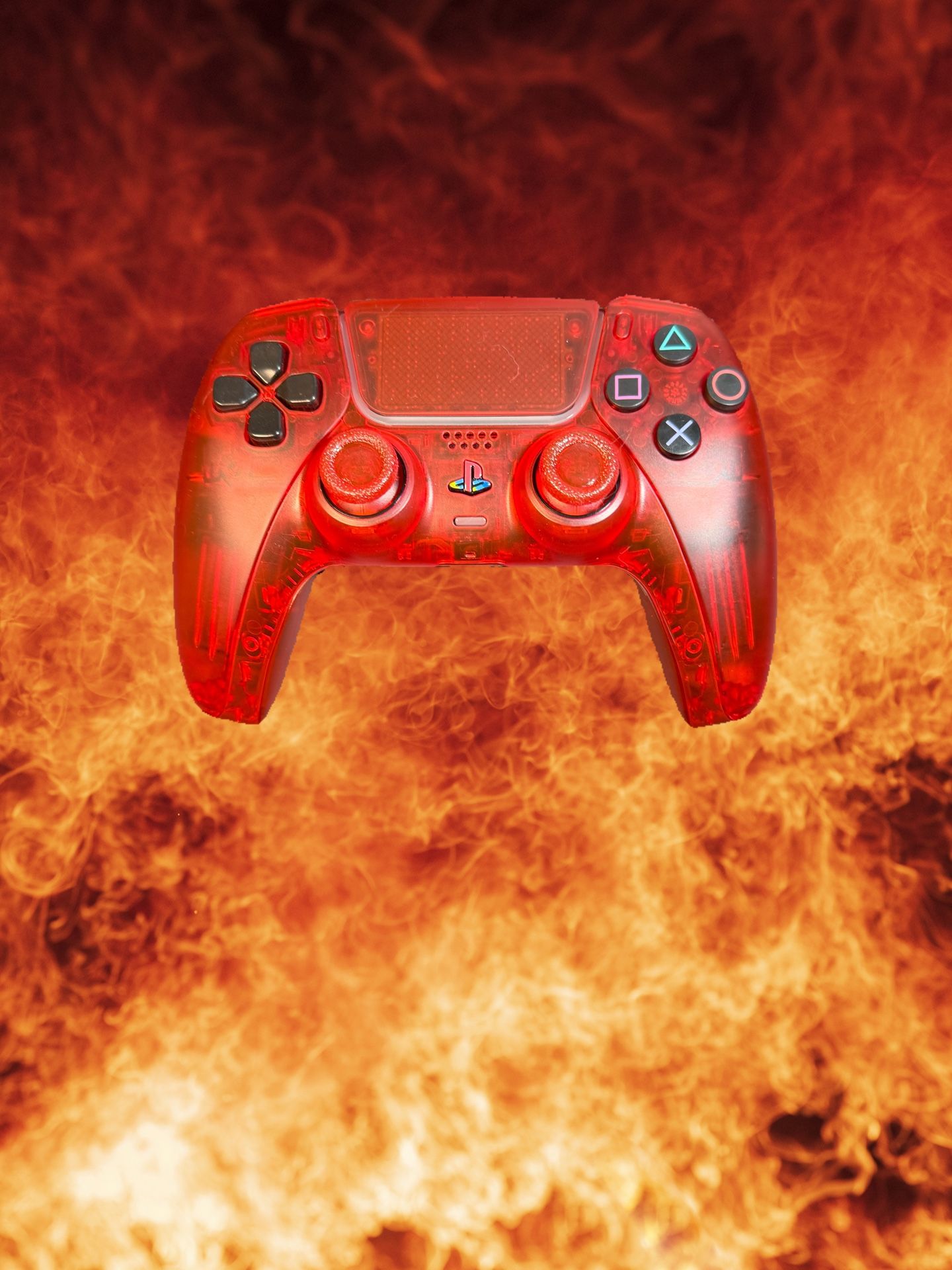 Hall Effect Anti-Drift Clear Red PS5 Controller W/4 Back Buttons
