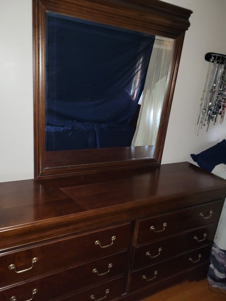 Cherry Dresser With Mirror