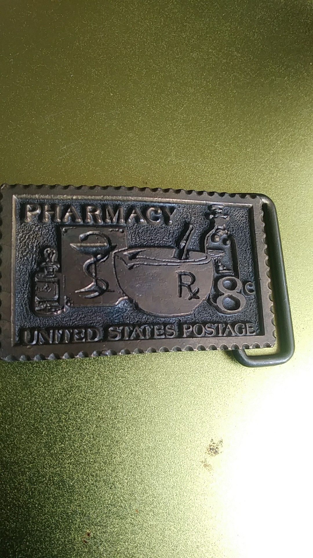 Solid brass post office belt buckle