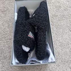 Balenciaga fur slides