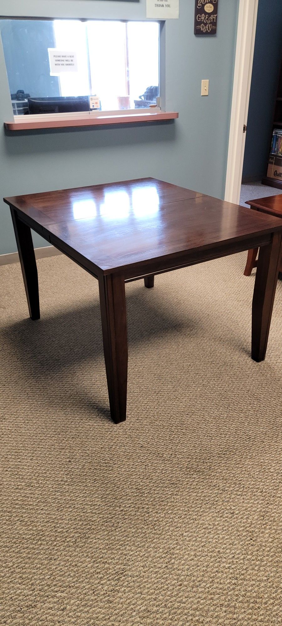 Heavy wood table with leaf