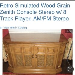 Zenith Console Am/fm 8 track Record Player