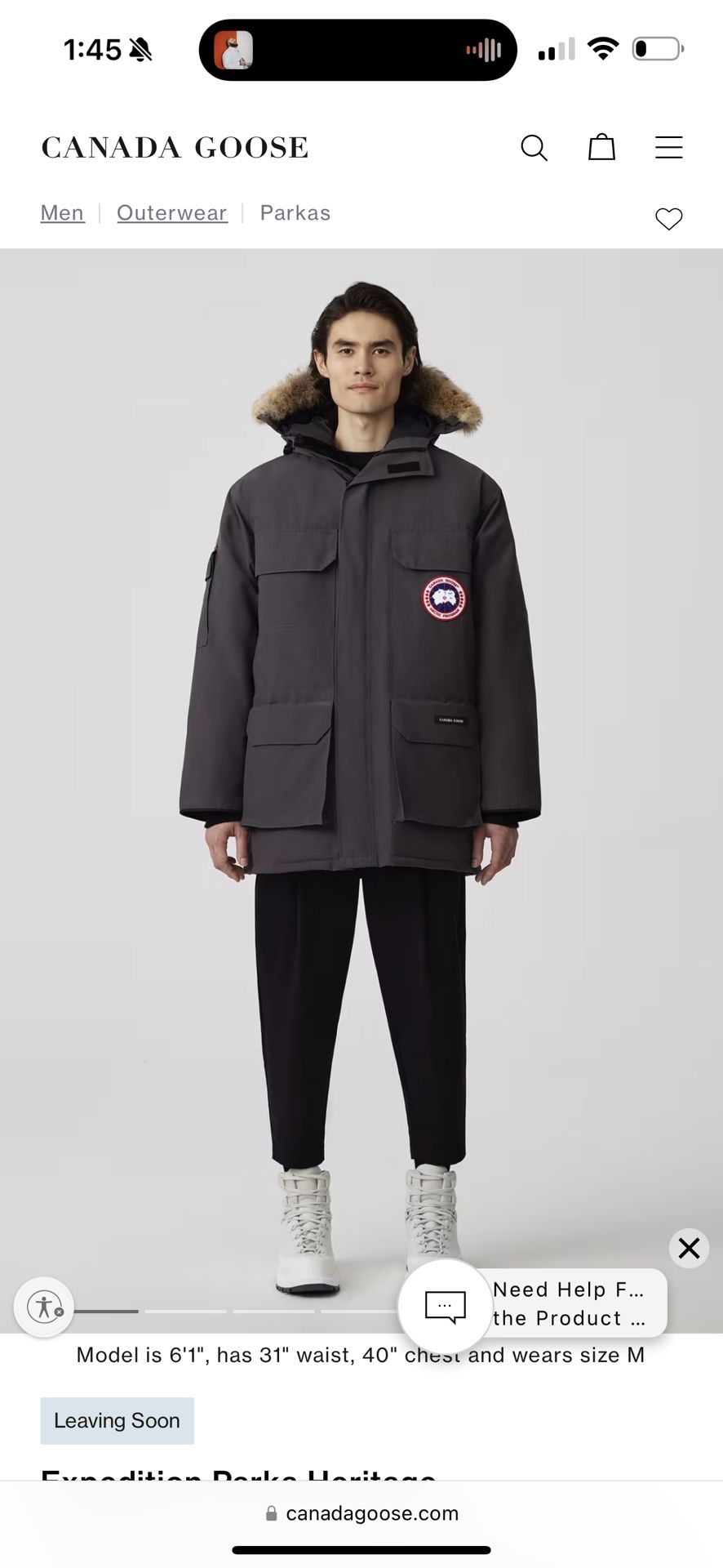 Canada Goose Men’s Expedition Parka Heritage Size Large