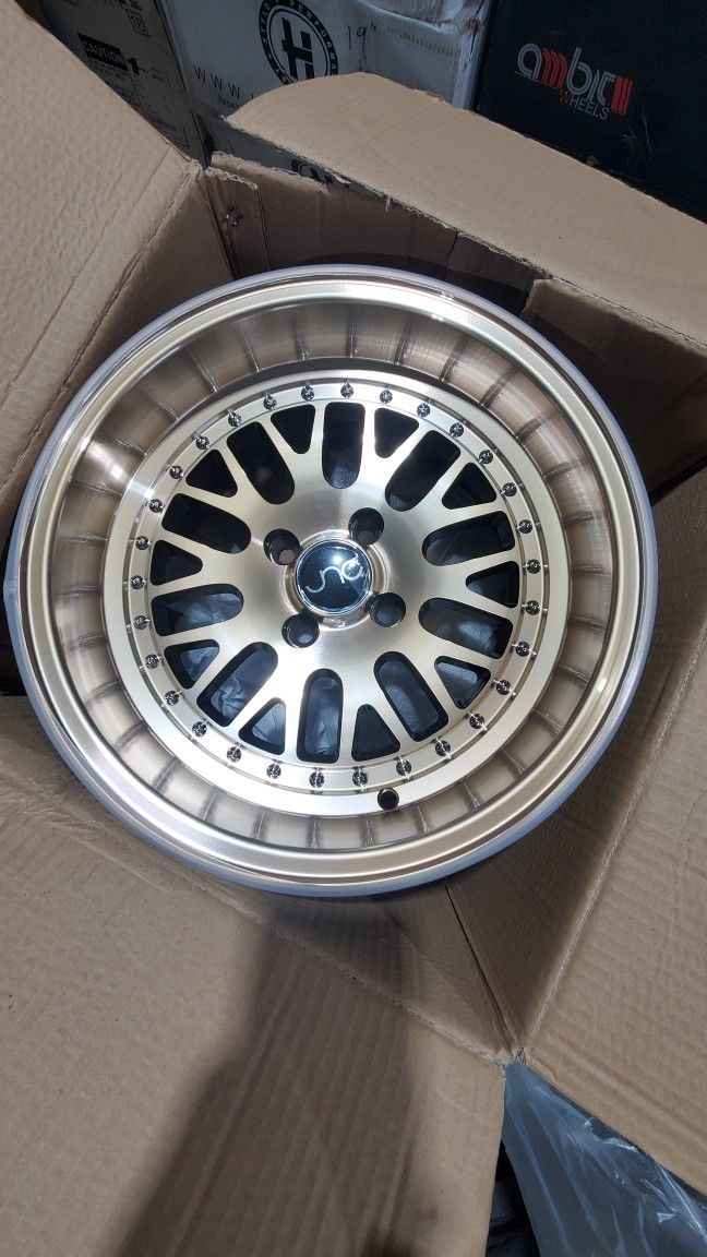 Jnc Wheels 15x8 4x100 0offset Light Bronze Color Ccw Style New
