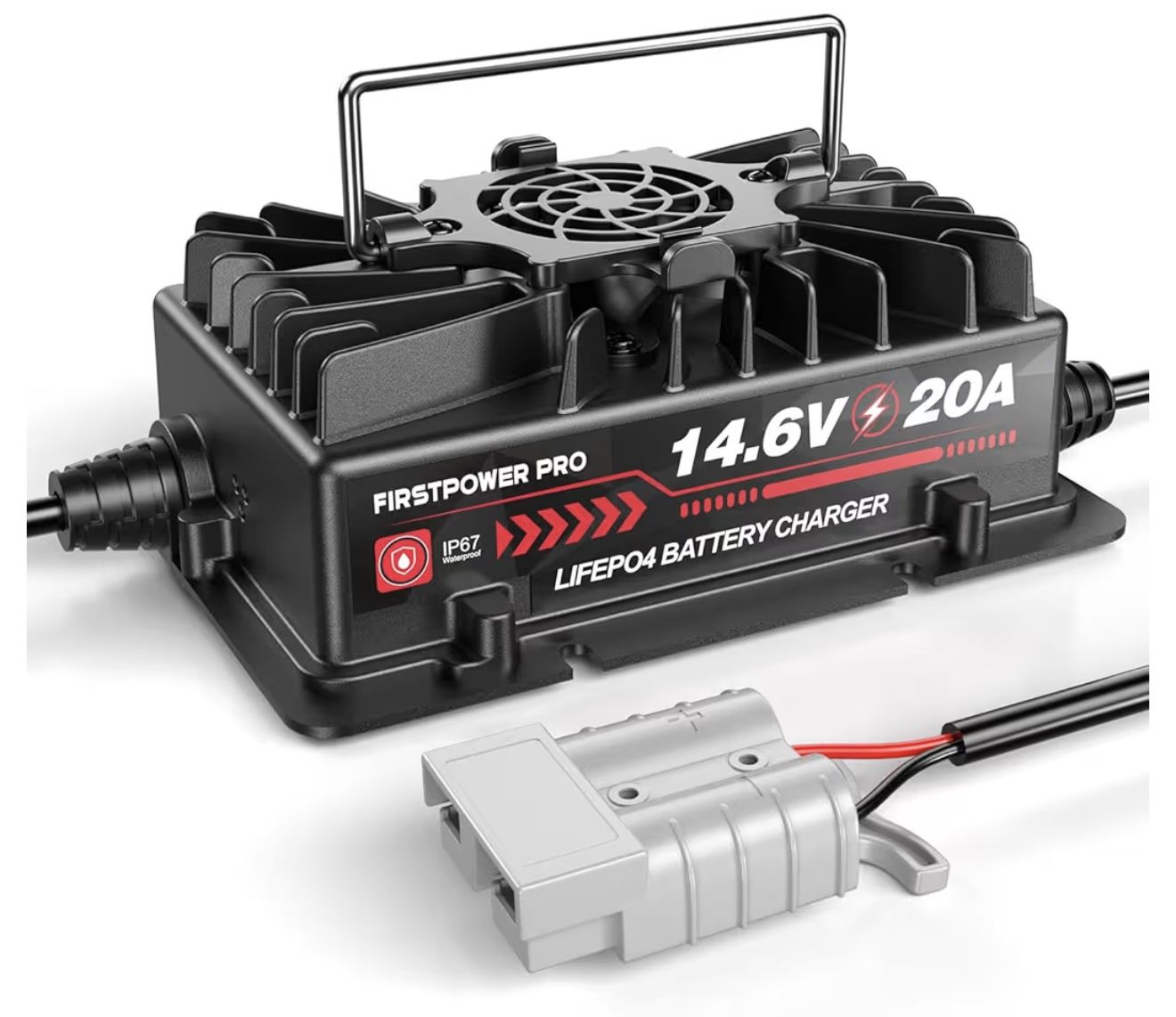 20-Amp 14.6 Volt LiFePO4 Battery Charger, Smart Battery Charger Maintainer with Anderson Connector LED Indicator Special for Cars,Golf Carts,UAV,Fishi