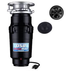 Waste Maid 10-US-WM-058-3B Garbage Disposal Anti-Jam Stainless Steel Food Waste Grinding System, 1/2 HP Economy, Black