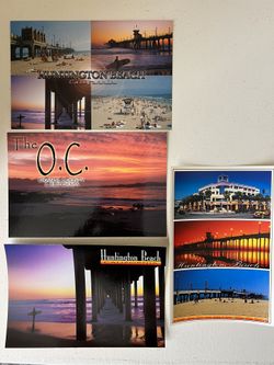 4 Huntington Beach 90’s Postcards, New
