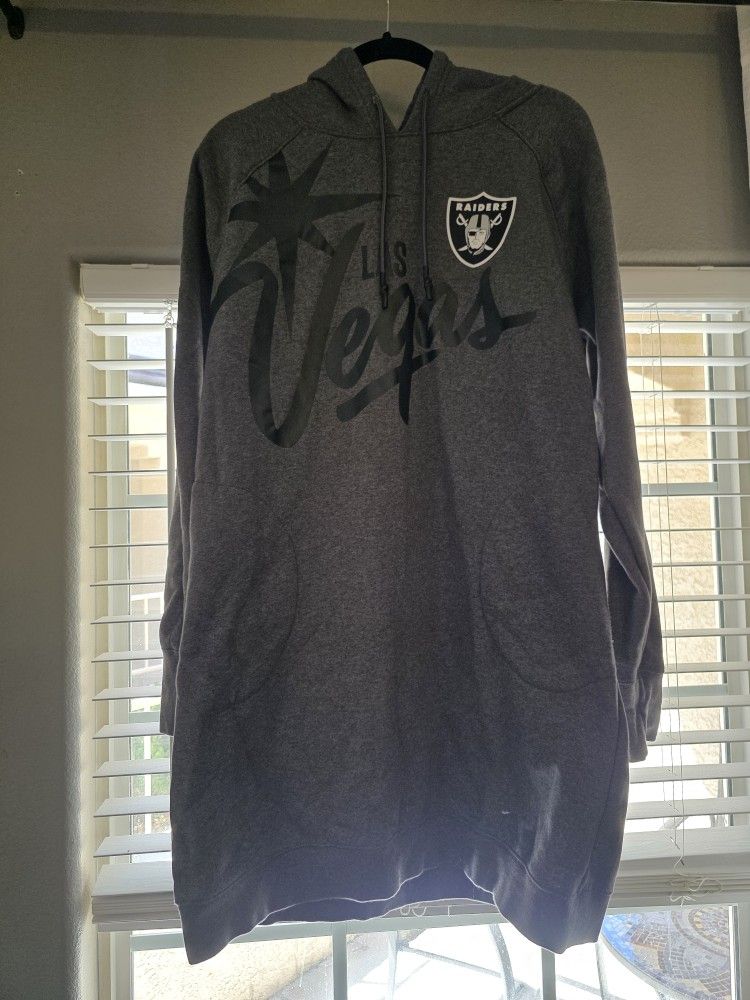 Las Vegas Raiders Nike Women's Oversized Fleece Raglan Hoodie Dress - Heather Charcoal