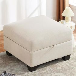 Modular Sectional Sofa Couch Ottoman with Storage Footrest and Seat Cube, Beige 