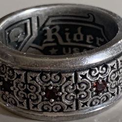 Night Rider 925 Sterling Silver W Red Ruby Size 9 Drextyn Band Ring