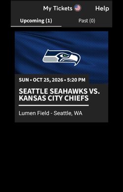 SUN • OCT 25, 2026 • 5:20 PM SEATTLE SEAHAWKS VS. KANSAS CITY CHIEFS