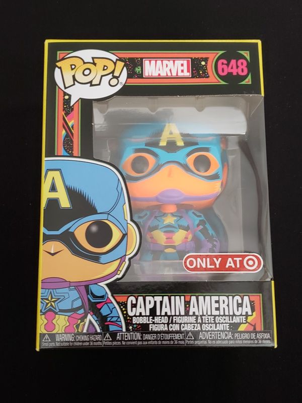Funko Pop! Marvel - Blacklight Captain America #648 Target Exclusive Black Light for Sale in