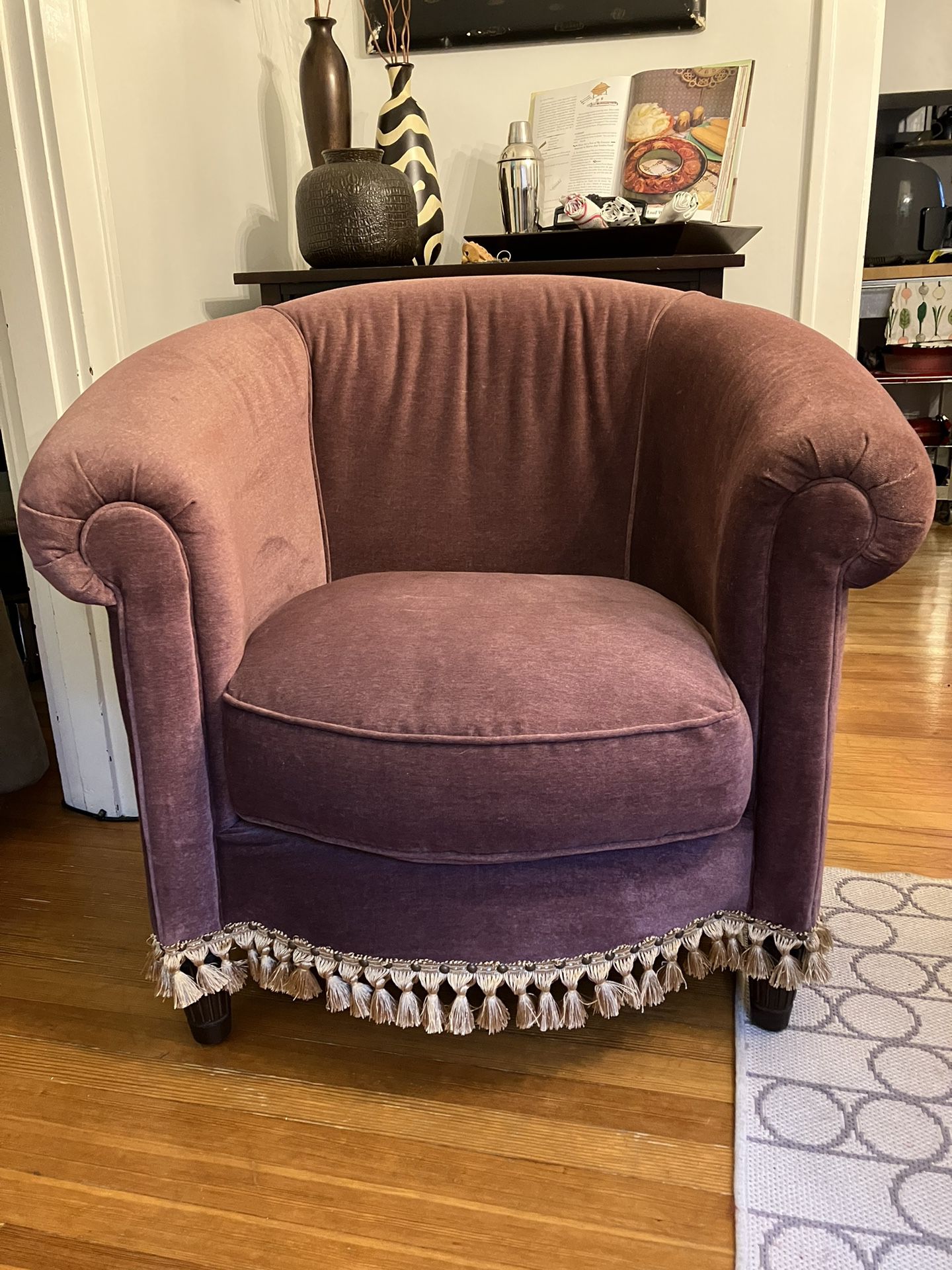 Plum, Rolled-Back Chesterfield Accent Chair 