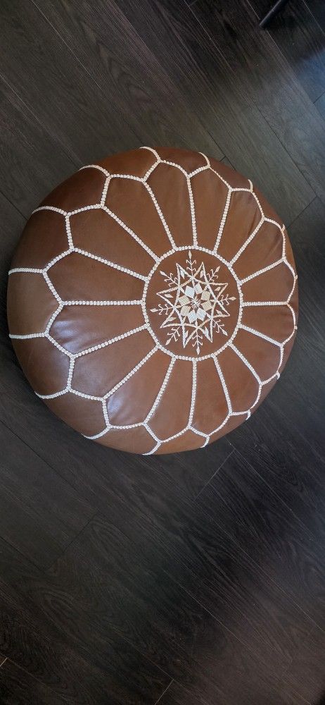 Genuine Leather Moroccan Ottoman Footstool