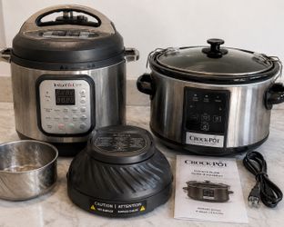 2 Kitchen Appliances: Instant Pot Duo Crisp Air Fryer & Pressure Cooker + Crock-Pot Slow Cooker