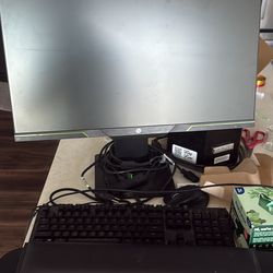 HP Gaming Monitor, Razer Keyboard and Mouse, Anker USB Hub