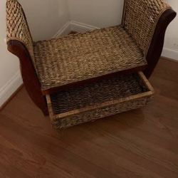 Pottery barn sale wicker bench
