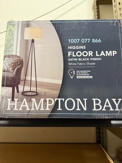 Hampton Bay Higgins 56.25 in. Black Tripod Floor Lamp with Round Base