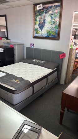 Fabric queen bed