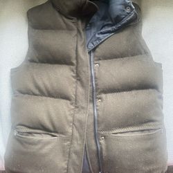 Faconnable Wool Puffer Vest Brown Size XS