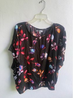 Jennifer Lopez 1X Black Floral Loose Blouse – Lightweight & Comfortable