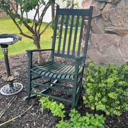 Set Of 2 Solid Wood Dark Green Porch Rocking Chairs 
