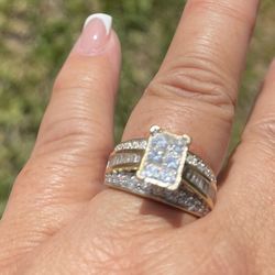 3 Carats Princess Cut Diamond 14kt Gold Wedding Ring $2500