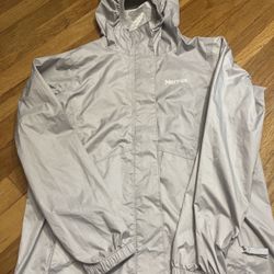 Marmot Grey Rain Coat Hooded Lightweight Jacket Girls Size L