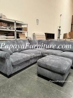 NEW Sectional Sofa and Ottoman Set Seccional Couch Dark Grey Discount Furniture Warehouse Ashley style Designer Closeout Clearance BIG SALE Many Color