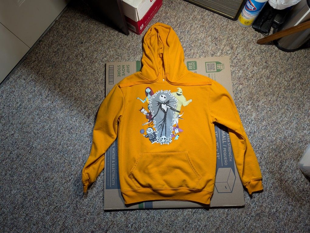 Disney Nightmare Before Christmas Jack Skellington Orange Hoodie Sweatshirt M