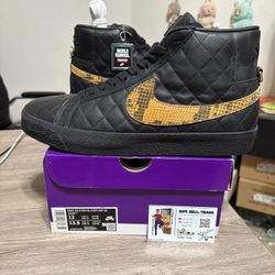 Size 12 - Nike Supreme x Zoom Blazer QS SB Mid Black Snakeskin Quilted Leather