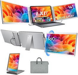 14" Triple Laptop Screen Extender, FHD 1200P 16:10 IPS Monitor for 12–16'Laptops